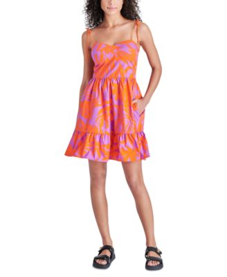 Steve Madden - Women's Sally Palm-Print Fit & Flare Mini Dress