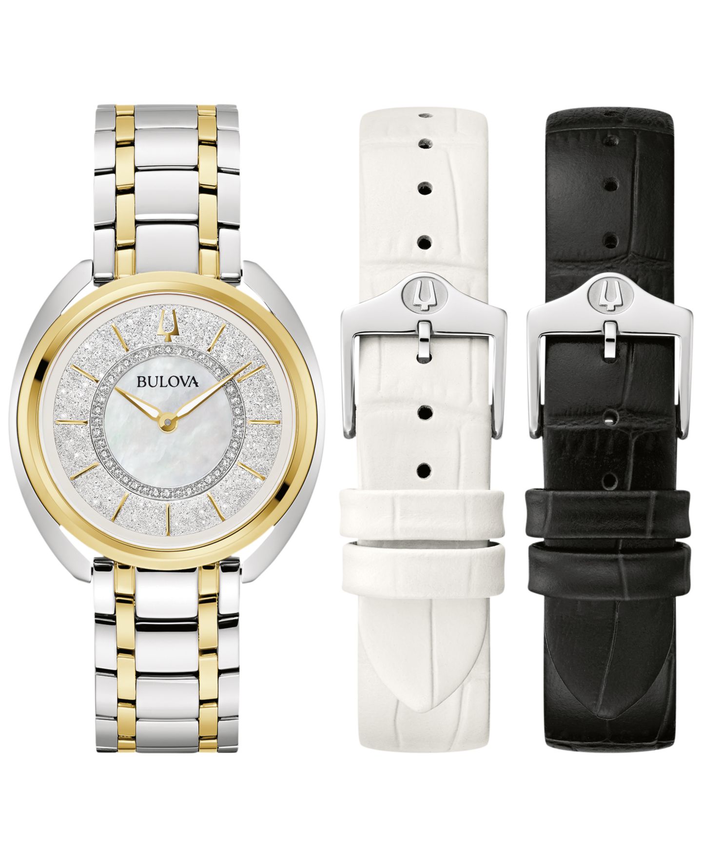 Женские часы Bulova Duality Diamond (1/10 ct. t.w.) Two-Tone Stainless Steel Bracelet Watch Box Set 34mm — фото 7