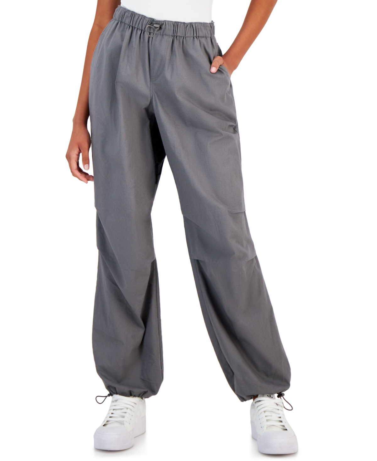 Juniors' Bungee-Hem Parachute Pants - Smoke Shadow