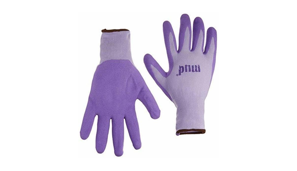 Mud Simply Mud Gloves, Nitrile Coated Gloves For Gardening and Work, Purple, Med - Purple