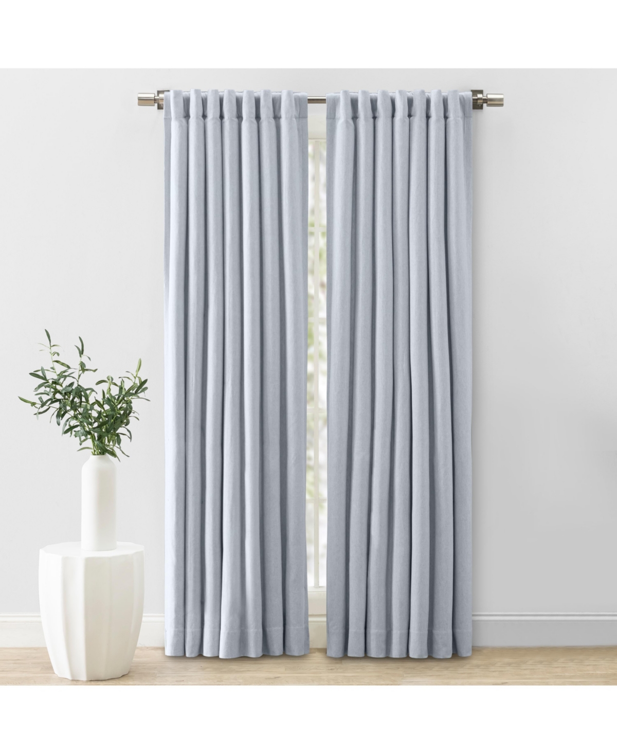 Ricardo Herringbone Lined Rod Pocket With Back Tabs Curtain Panel 48"W x 84"L
