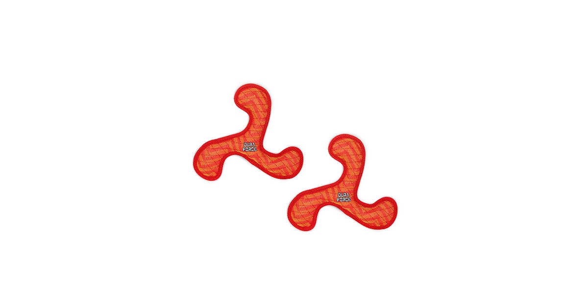 Boomerang Zigzag Red-Red, 2-Pack Dog Toys - Bright Red