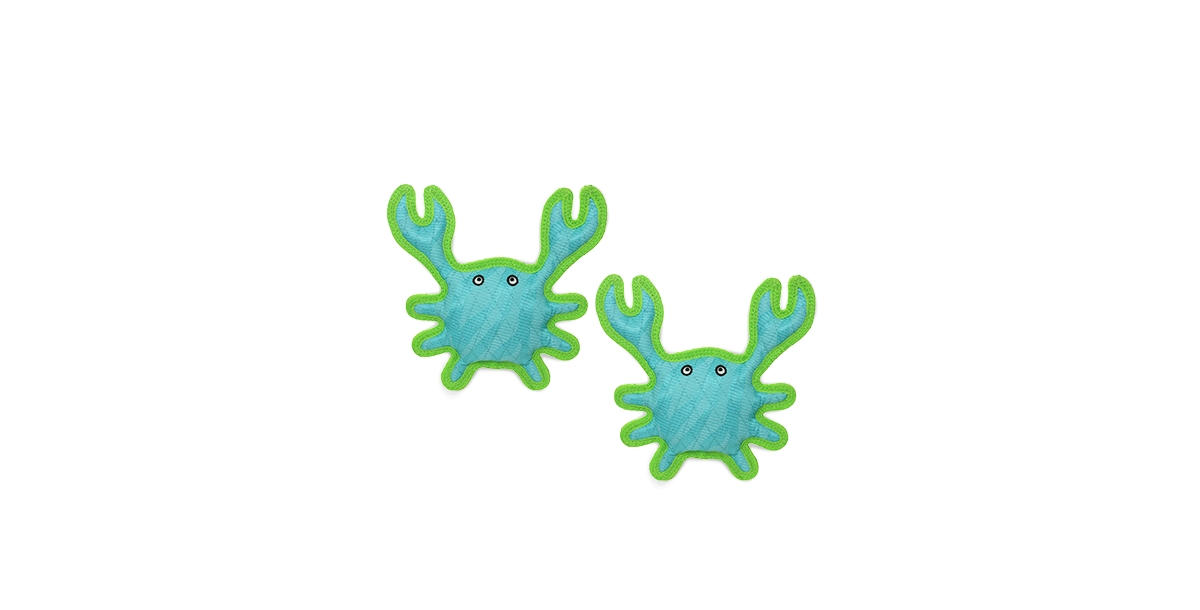 Crab Tiger Blue-Green, 2-Pack Dog Toys - Bright Blue