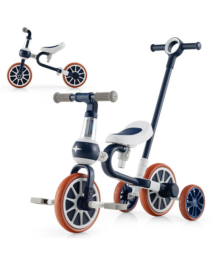 Costway 4 in 1 Kids Tricycles with Push Handle Training Wheels