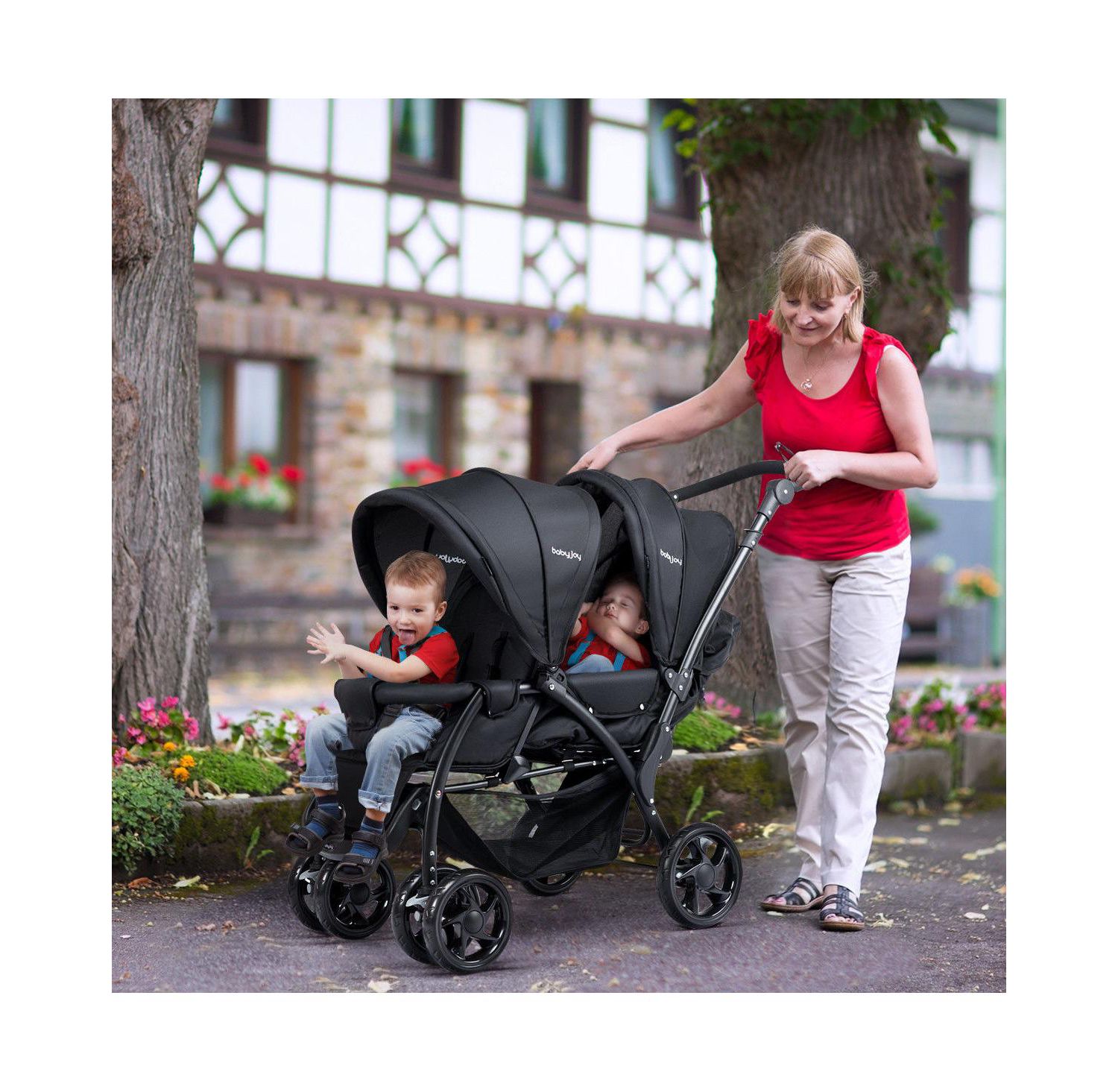 Baby Twin Double Stroller Lightweight Travel Stroller Pushchair