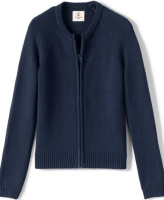 Girls School Uniform Cotton Modal Zip Front Cardigan Sweater