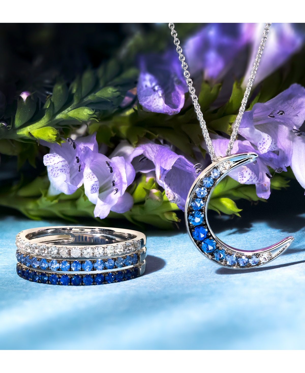 Le Vian Denim Ombre(9/10 ct. t.w.) Ring in 14k White Gold, Rose Gold or Yellow Gold - Sapphire