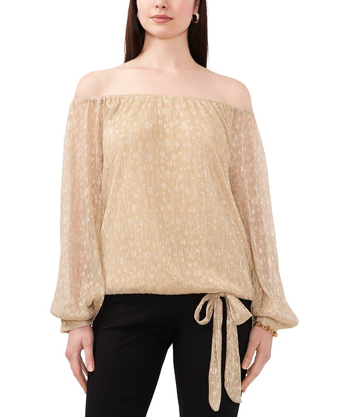 MSK Women s Metallic Off The Shoulder Blouson Sleeve Top Macy s