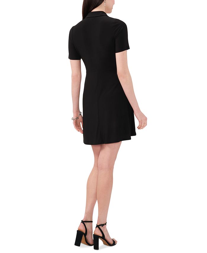 MSK Petite Short-Sleeve Collared Wrap Dress - Macy's