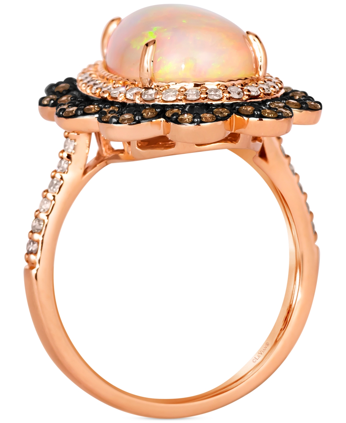 Le Vian Neopolitan Opal (5-1/5 ct. t.w.) & Diamond (3/4 ct. t.w.) Pear Halo Ring in 14k Rose Gold