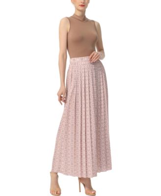 Women's Print Box Pleat Maxi Skirt