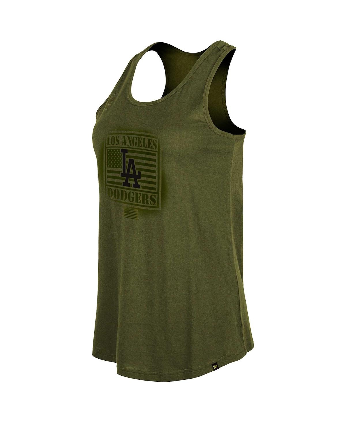 NEW ERA WOMEN'S NEW ERA OLIVE 2023 LOS ANGELES DODGERS ARMED FORCES DAY RACERBACK TANK TOP 