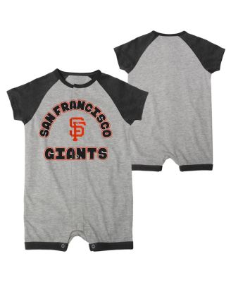 Infant Boys and Girls Heather Gray San Francisco Giants Extra Base Hit Raglan Full-Snap Romper