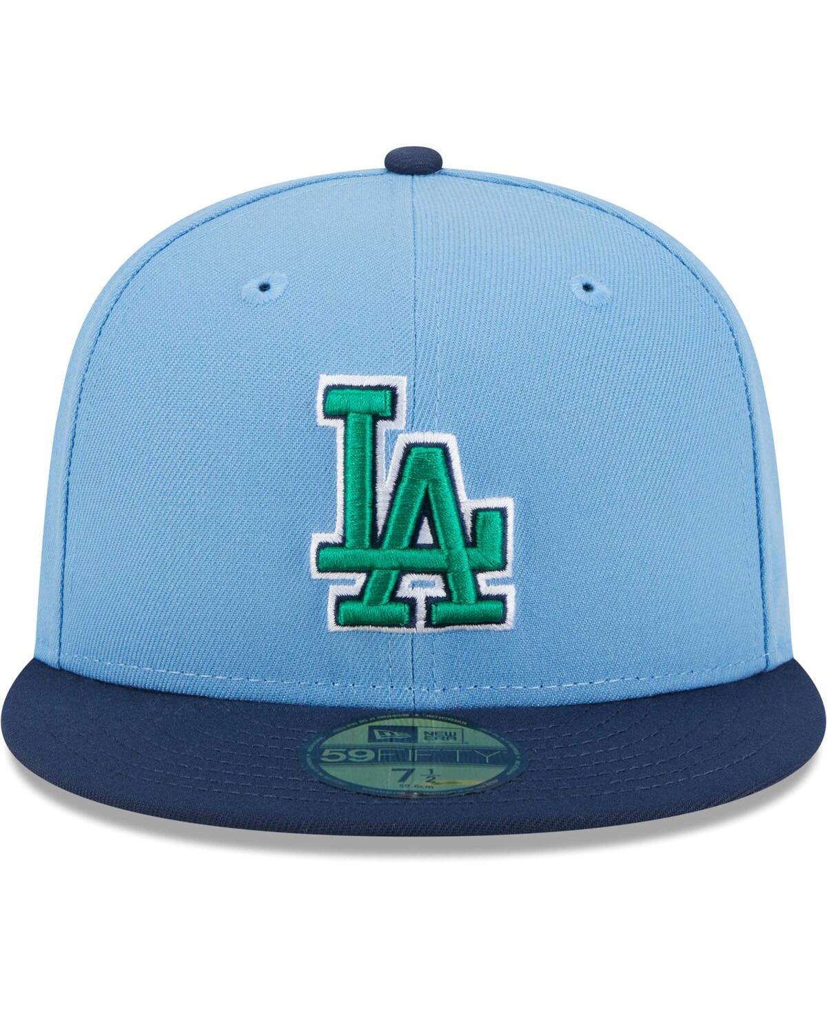 Men's New Era Light Blue, Navy Los Angeles Dodgers Green Undervisor 59FIFTY Fitted Hat