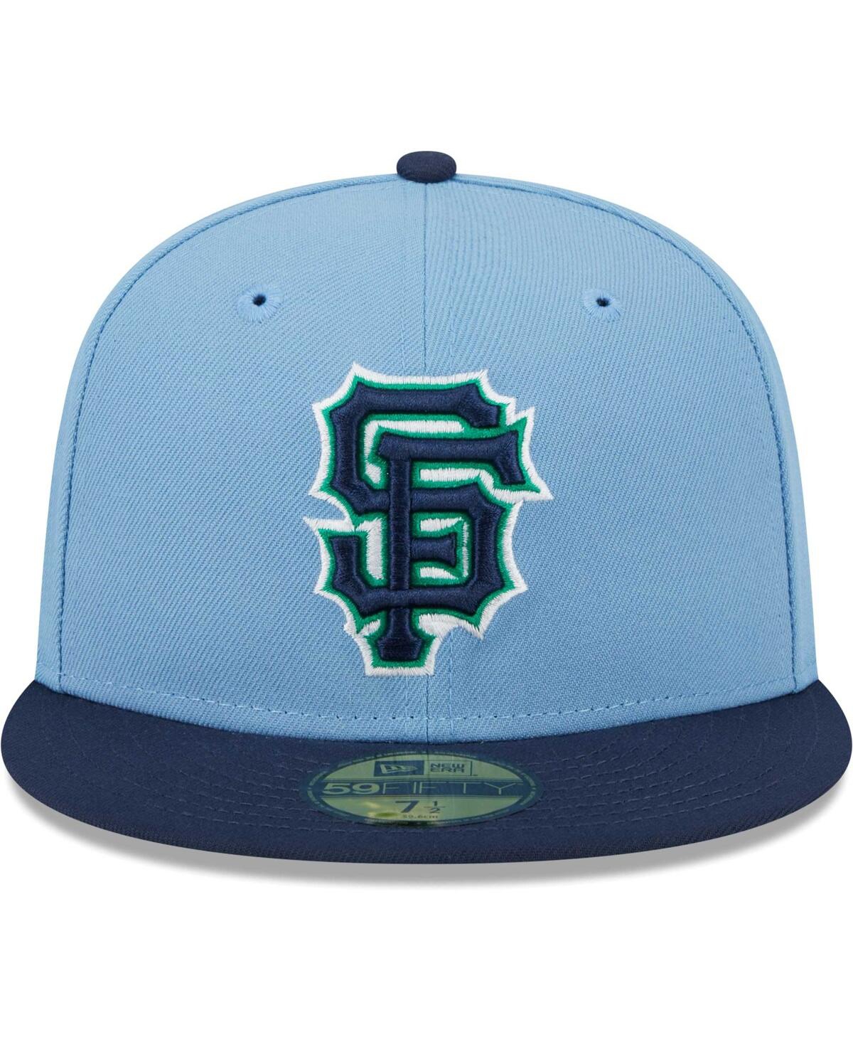 Shop New Era Men's  Light Blue, Navy San Francisco Giants Green Undervisor 59fifty Fitted Hat In Light Blue,navy