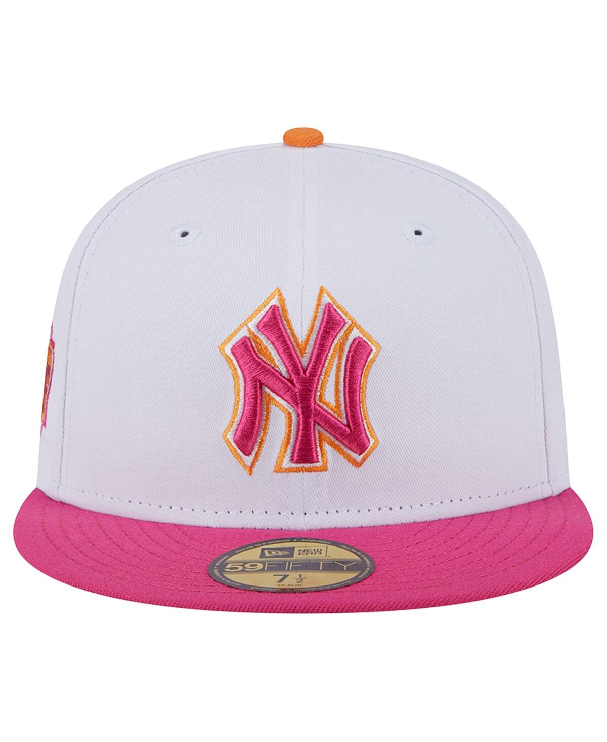 Shop New Era Men's  White, Pink New York Yankees Old Yankee Stadium 59fifty Fitted Hat In White,pink