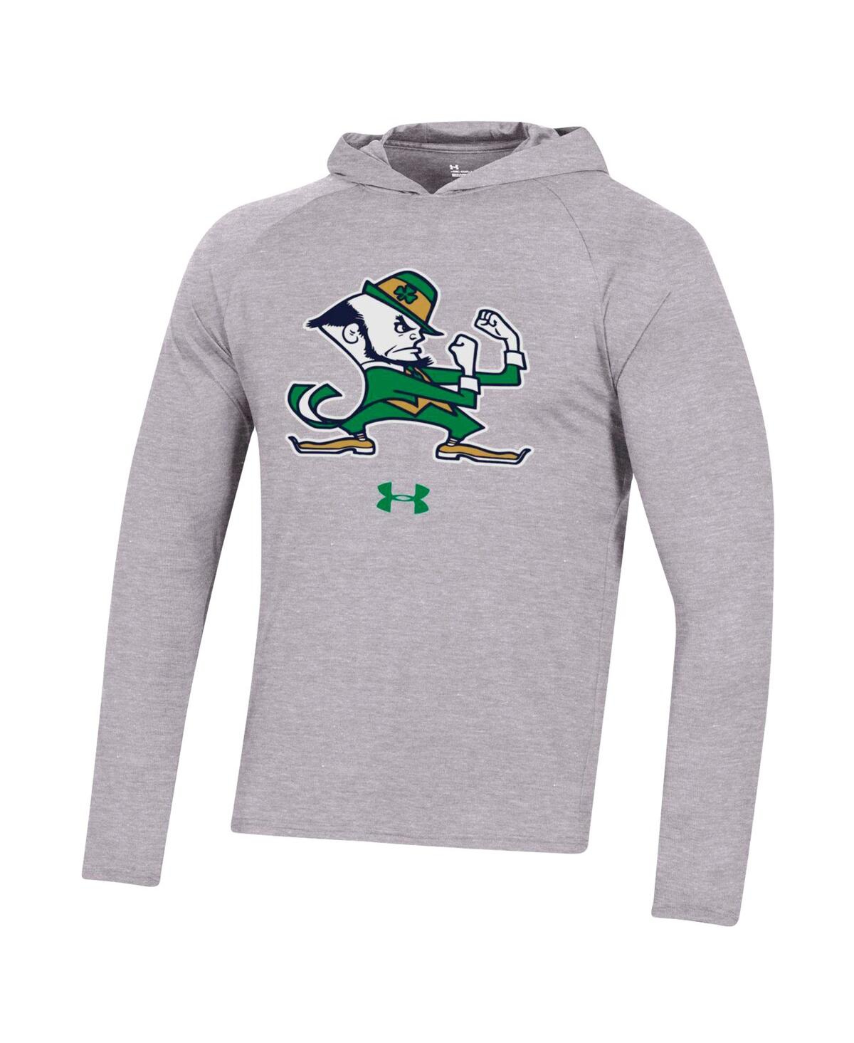 Under Armour Men's  Heather Gray Notre Dame Fighting Irish School Logo Raglan Long Sleeve Hoodie Perf In Heather Gray