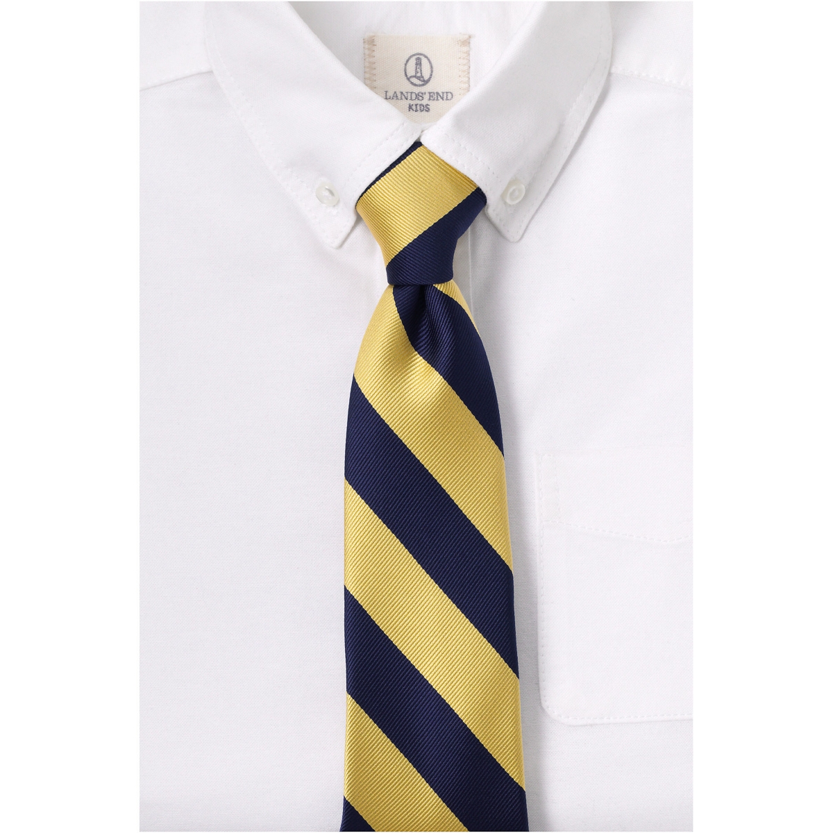 Lands' End Men's School Uniform Kids Stripe Pre Tied Tie -gold stripe