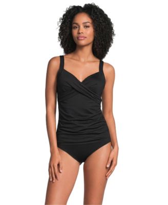 Women's Tummy Control V-Neck Wrap Underwire Tankini Swimsuit Top