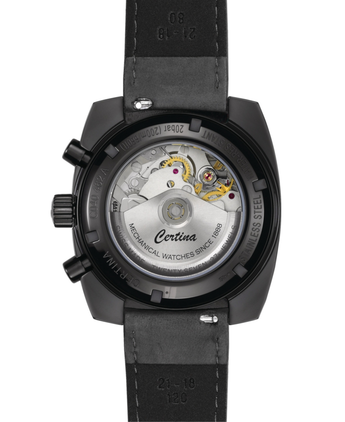 Shop Certina Men's Swiss Automatic Chronograph Ds Black Leather Strap Watch 44mm
