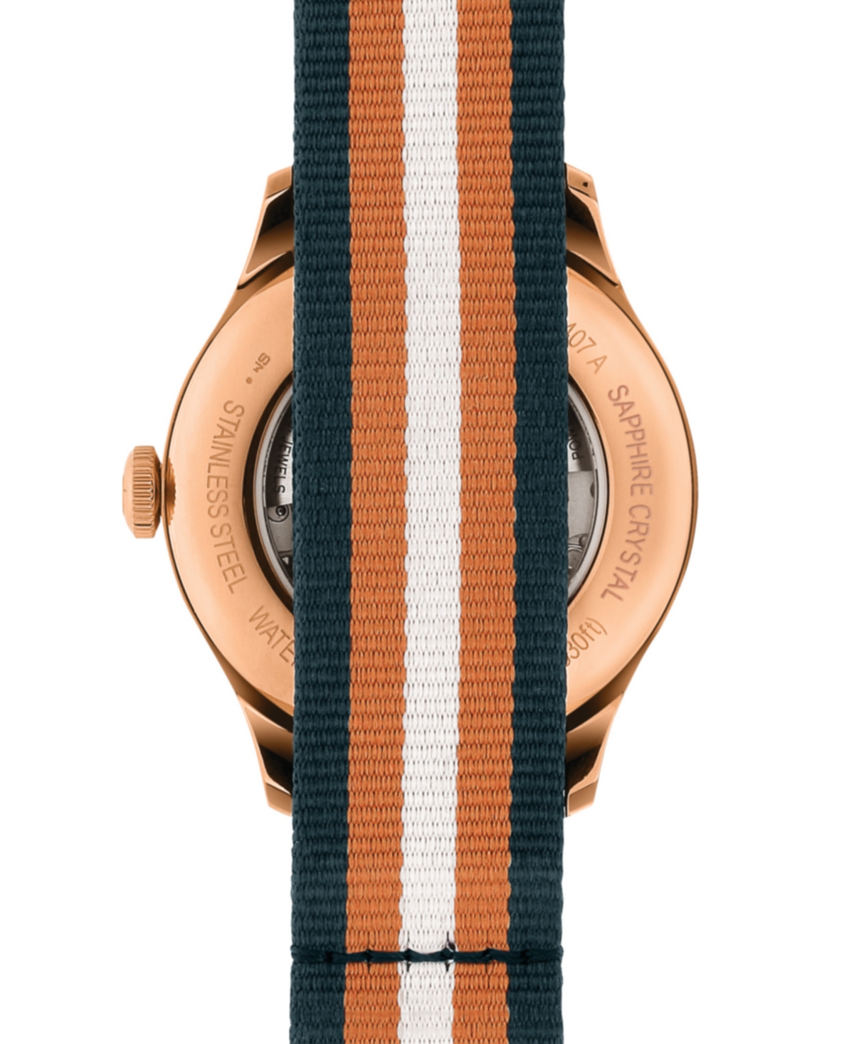 Shop Certina Men's Swiss Automatic Ds Blue & Orange Stripe Synthetic Strap Watch 41mm In White