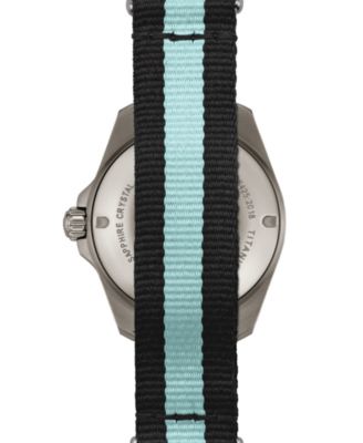 Women's Swiss Automatic DS Action Diver Black & Blue Stripe Synthetic Strap Watch 38mm