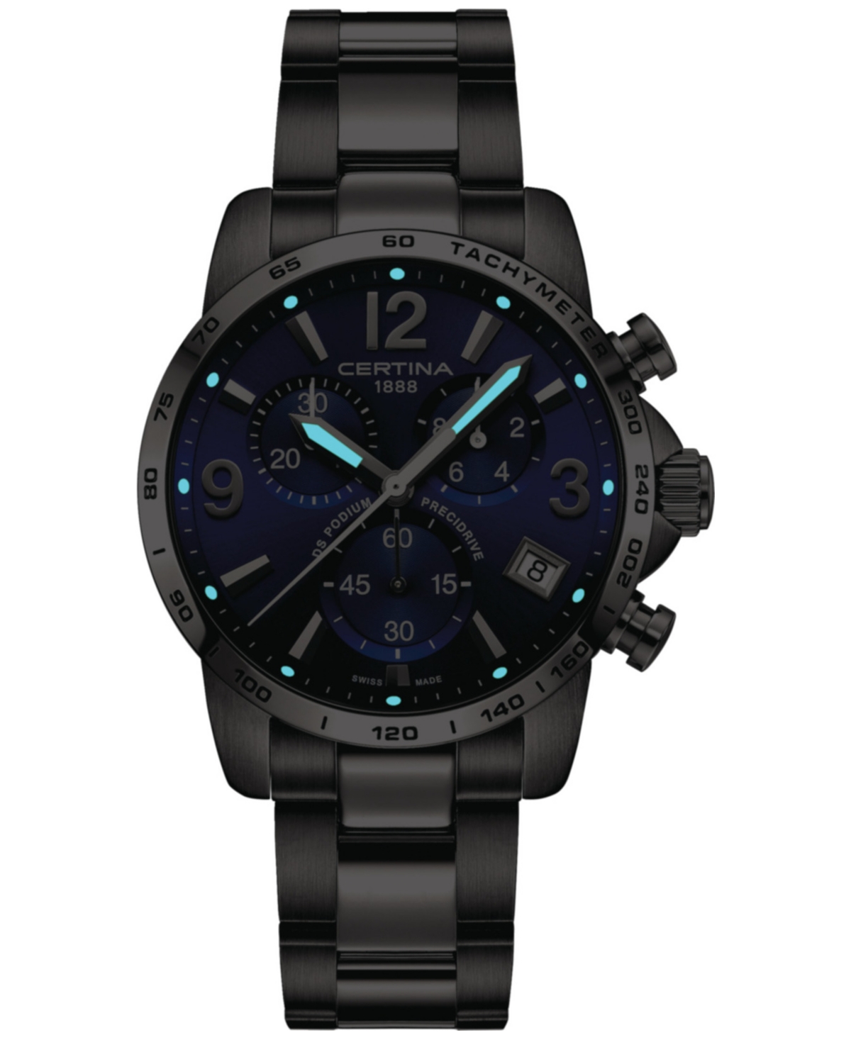 Shop Certina Men's Swiss Chronograph Ds Podium Stainless Steel Bracelet Watch 41mm In Blue