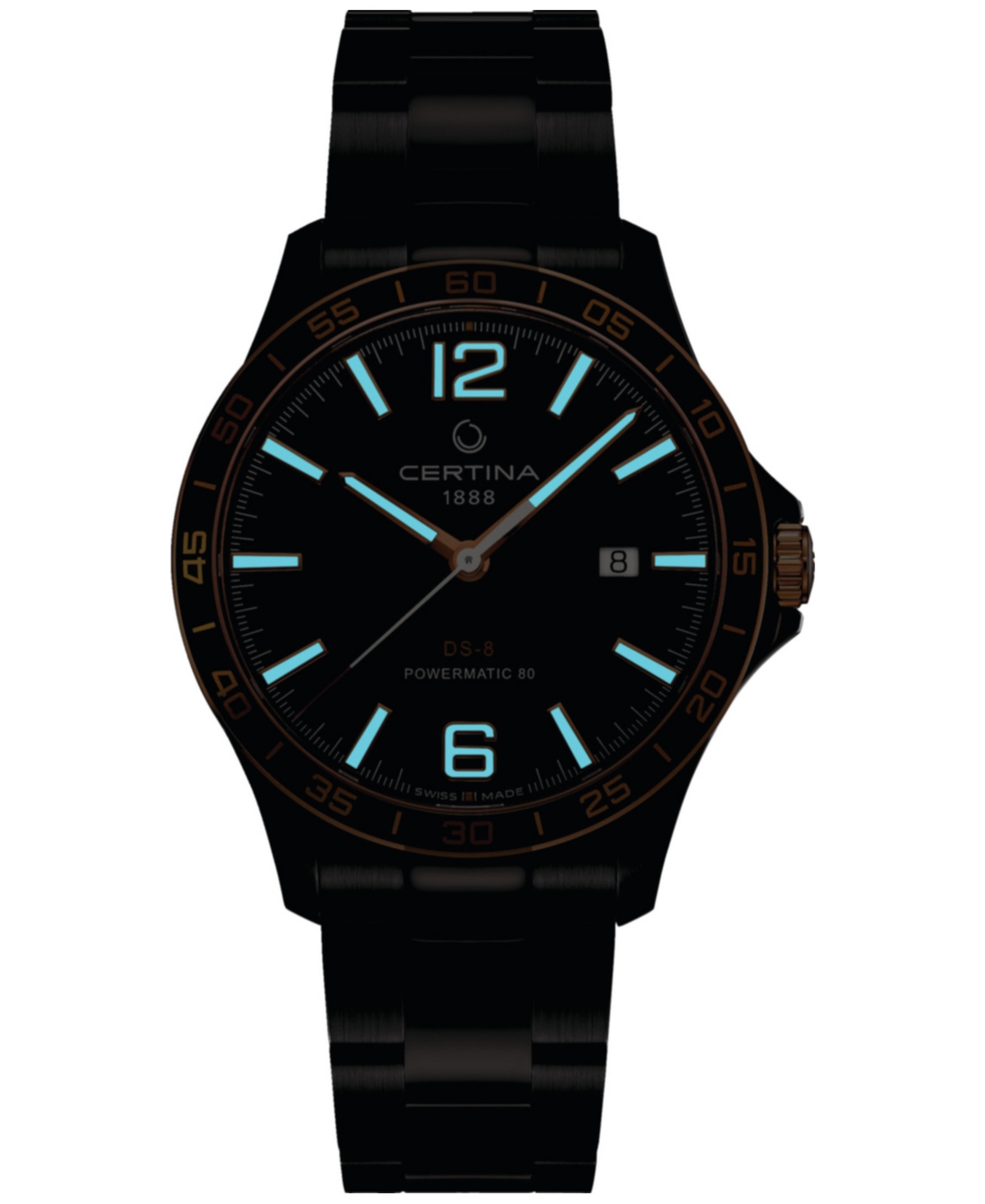 Men's Swiss Automatic Ds-8 Black Pvd Stainless Steel Bracelet Watch 41mm - Black
