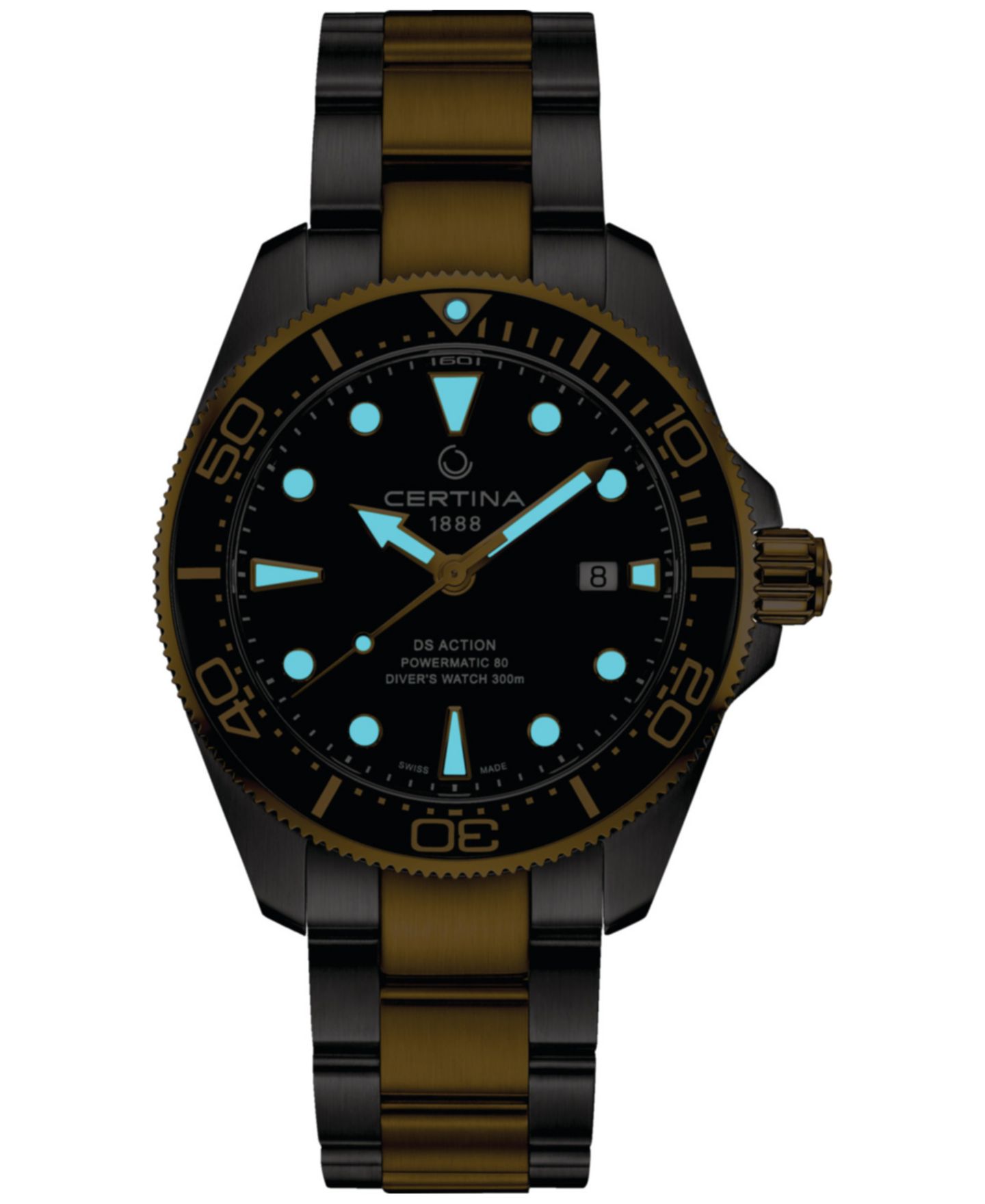 Мужские часы Certina Swiss Automatic DS Action Diver Two-Tone Stainless Steel Bracelet Watch 43mm — фото 5