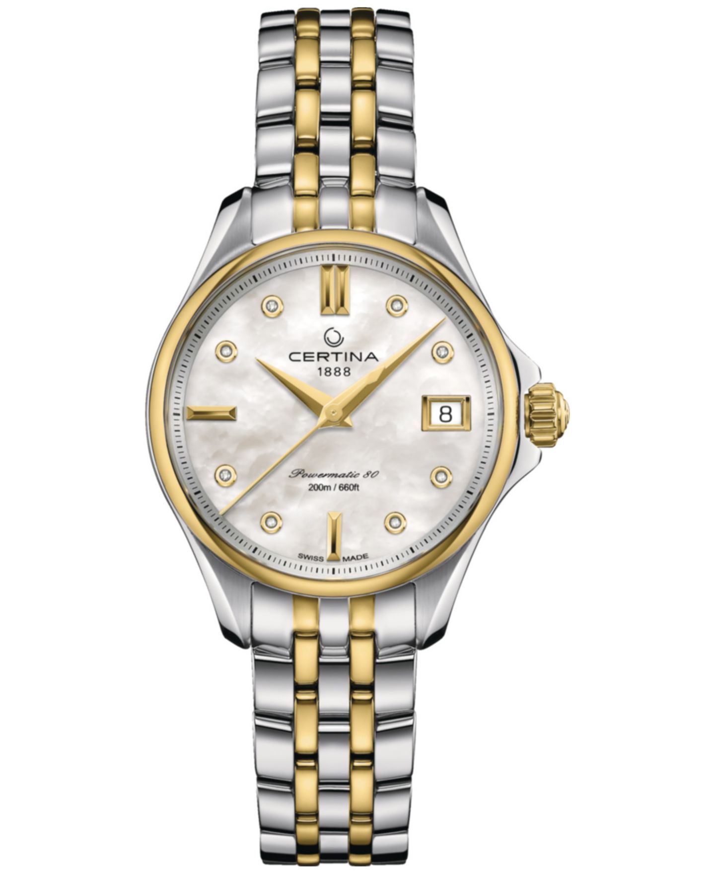 Женские часы Certina Swiss Automatic DS Action Diamond Accent Two-Tone Stainless Steel Bracelet Watch 35mm — фото 1
