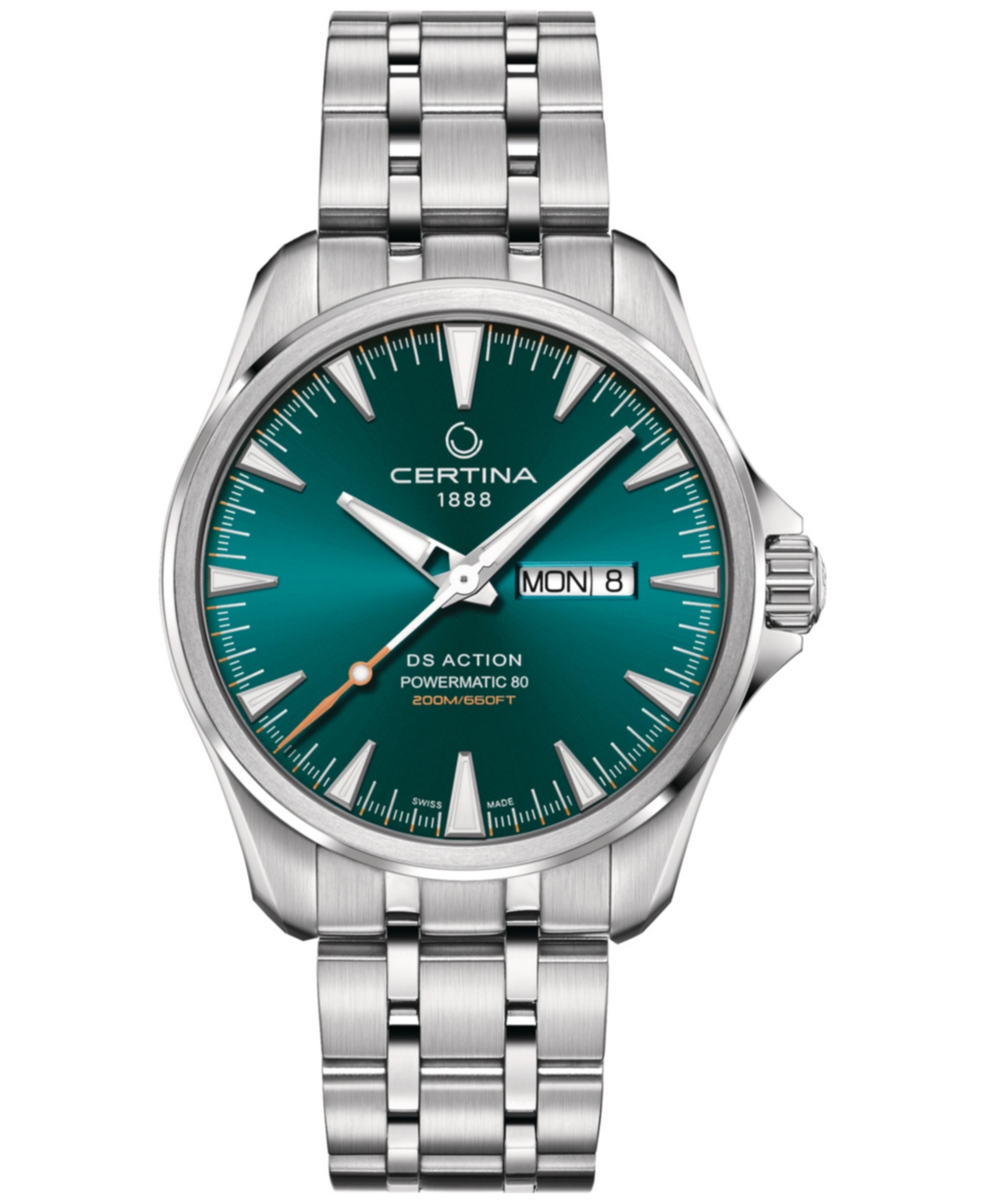 Certina Men's Swiss Automatic Ds Action Stainless Steel Bracelet Watch 41mm In Green