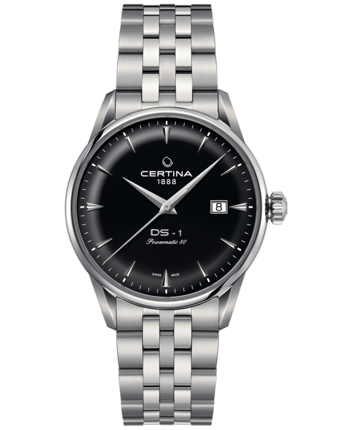 Certina Men's Swiss Automatic Ds-1 Stainless Steel Bracelet Watch 40mm In Black