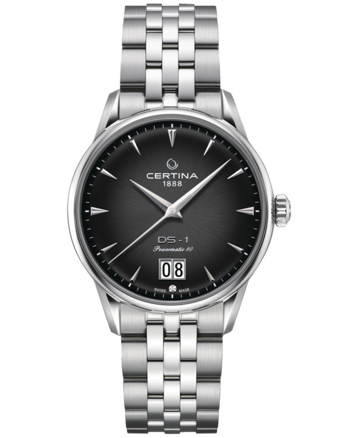 Certina Men's Swiss Automatic Ds-1 Big Date Stainless Steel Bracelet Watch 41mm In Grey