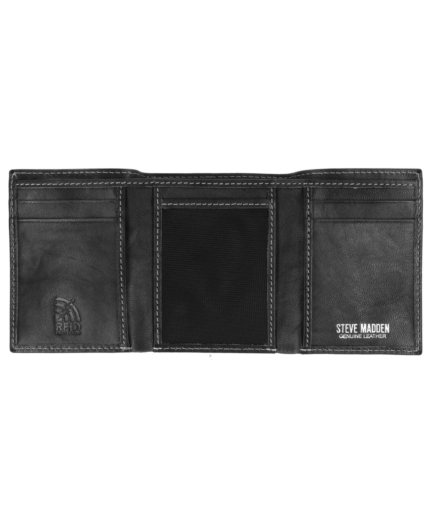Мужской кошелёк Steve Madden Antique-Like Trifold Wallet, цвет: Чёрный — фото 3