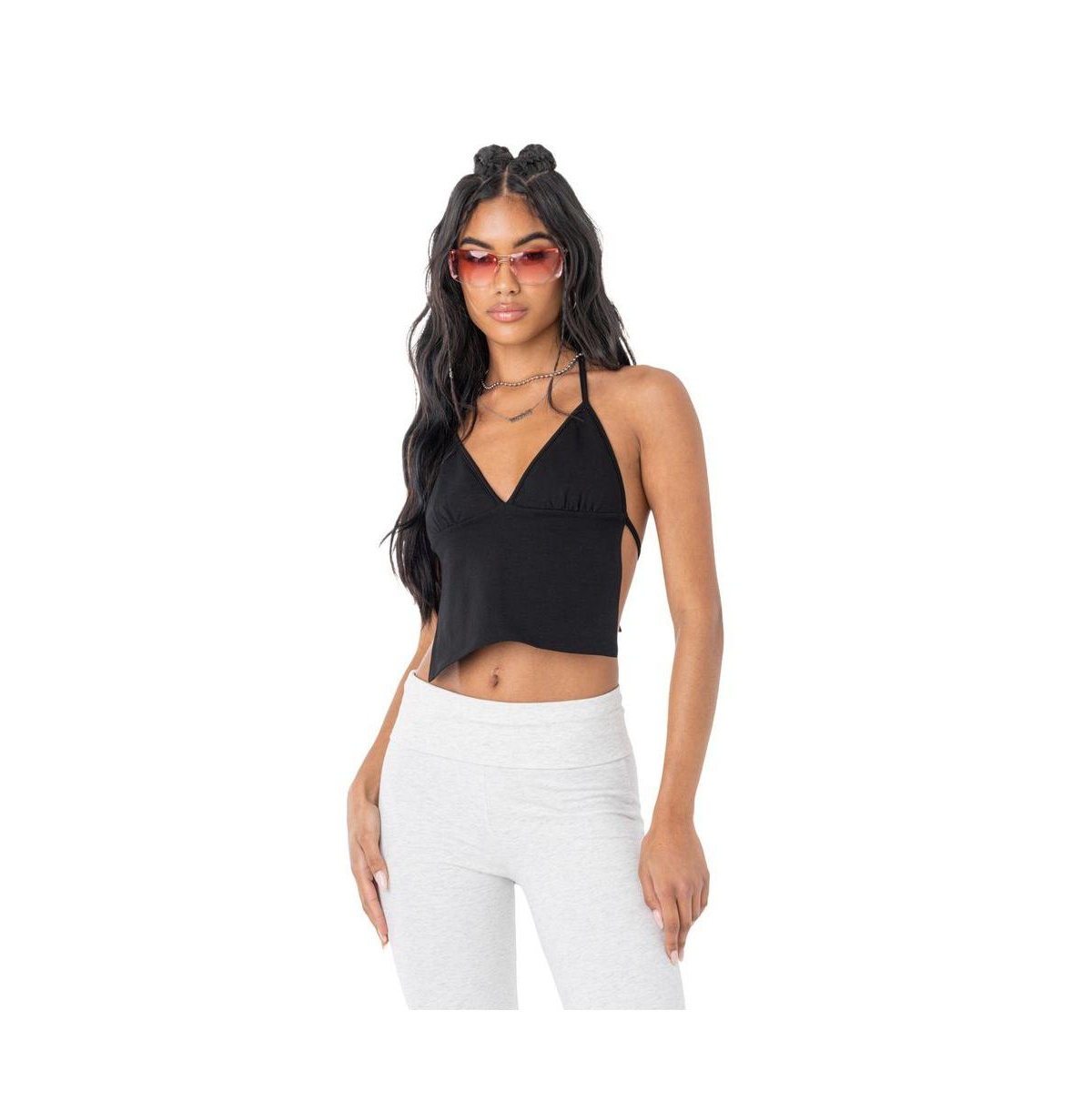Women's Top With Tie In The Back - Black