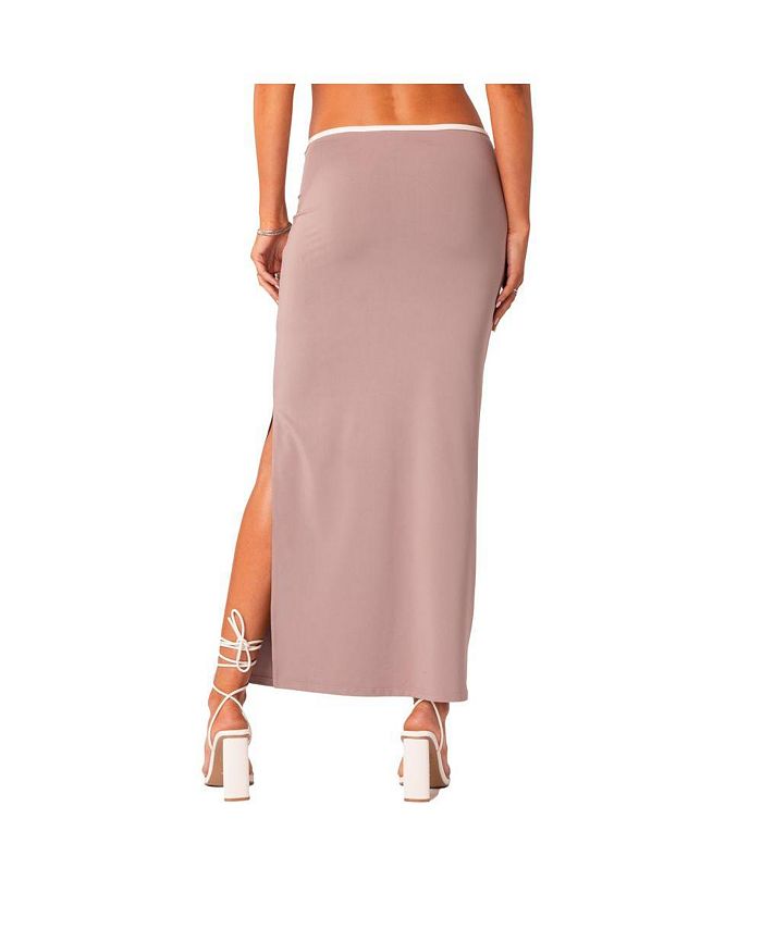 Edikted Women's Maxi Skirt With Slit & Contrast Binding At The Waist ...