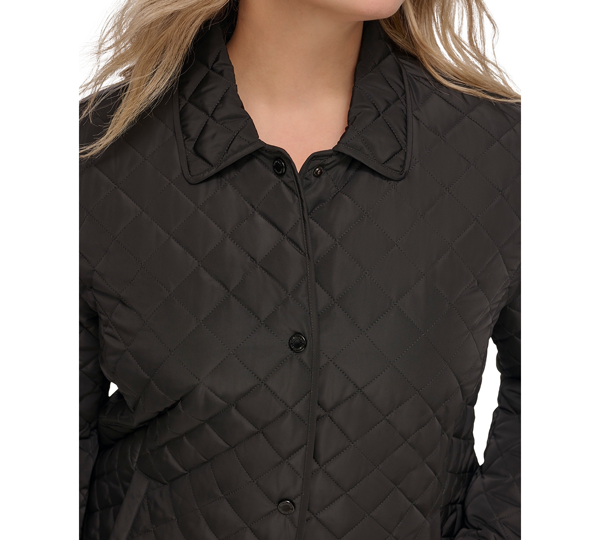 Calvin Klein Womens Plus Size Collared Quilted Coat