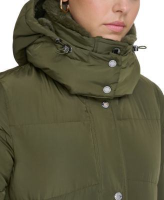 Women's Faux-Fur-Trim Hooded Puffer Coat, Created for Macy's