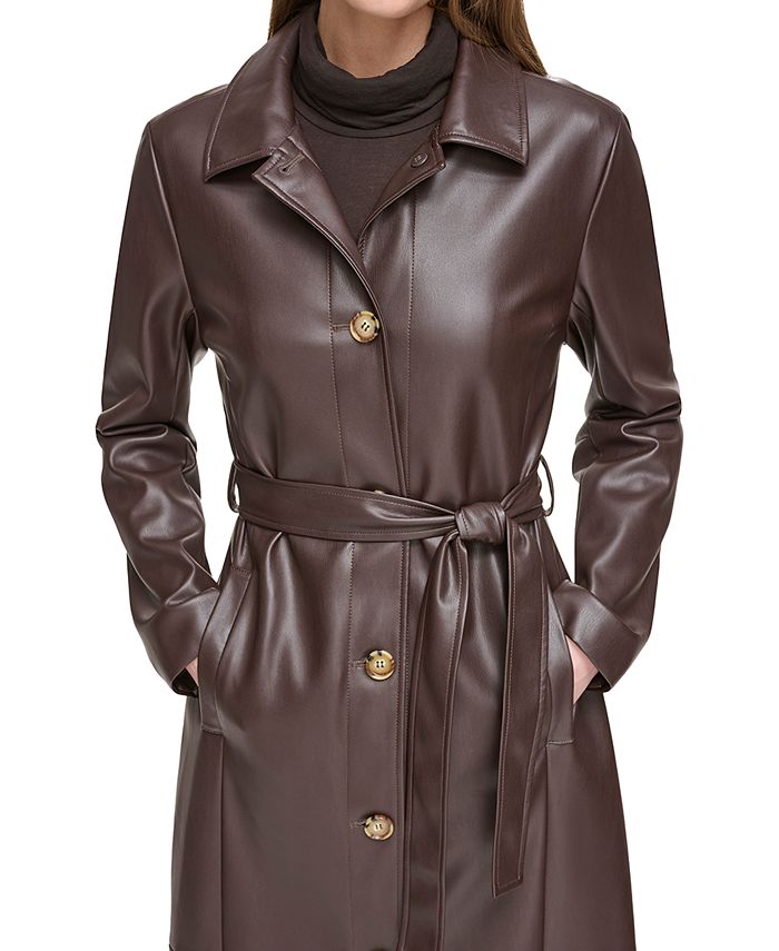 Calvin klein leather trench outlet coat