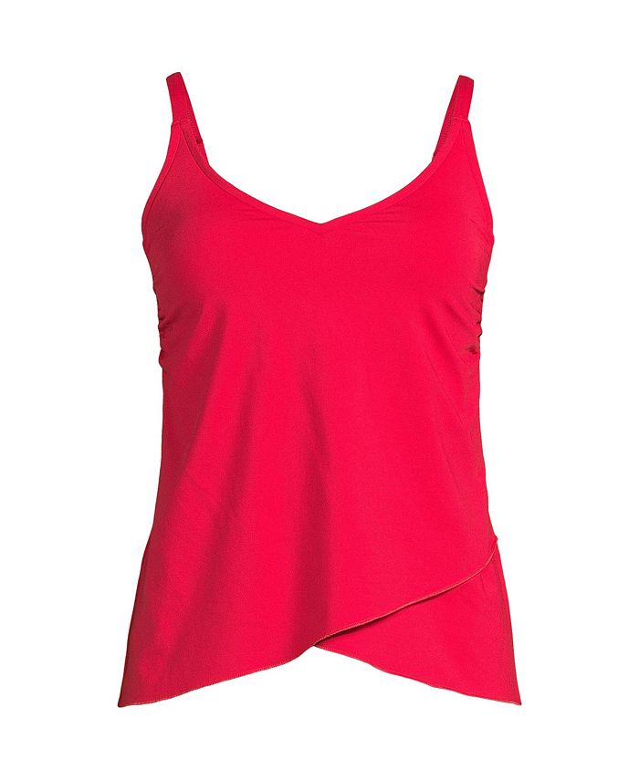 Lands' End Women's Plus Size Chlorine Resistant VNeck Tulip Hem Tankini Swimsuit Top with