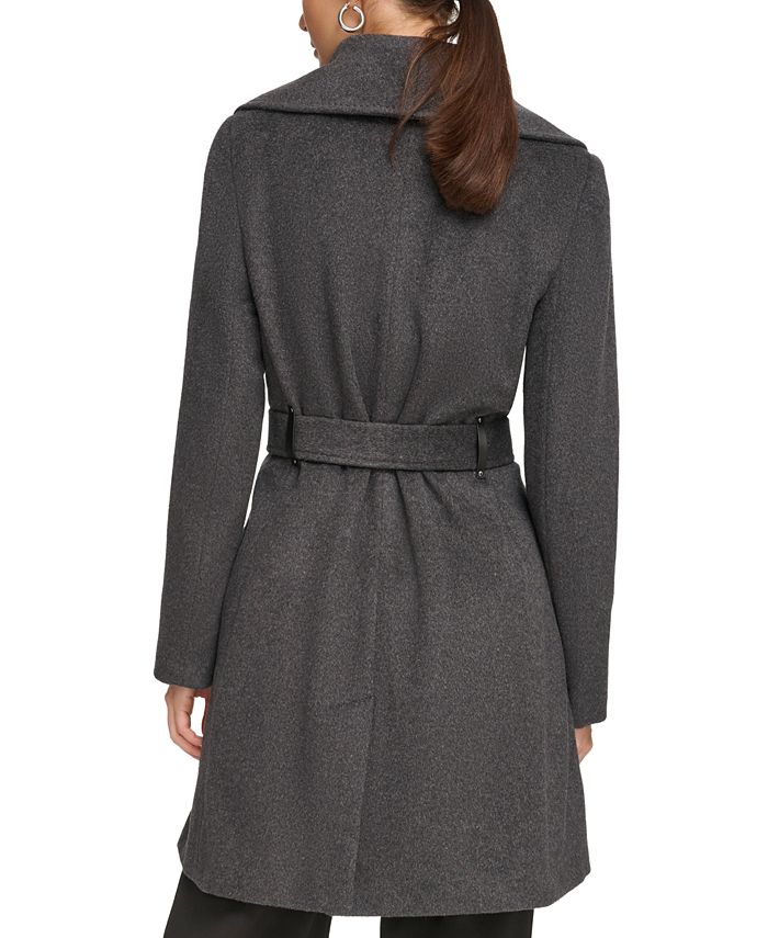 DKNY Women's Shawl-Collar Wool Blend Wrap Coat - Macy's