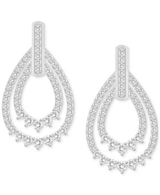 Macy's - Diamond Double Teardrop Drop Earrings (1 ct. t.w.) in 14k White Gold