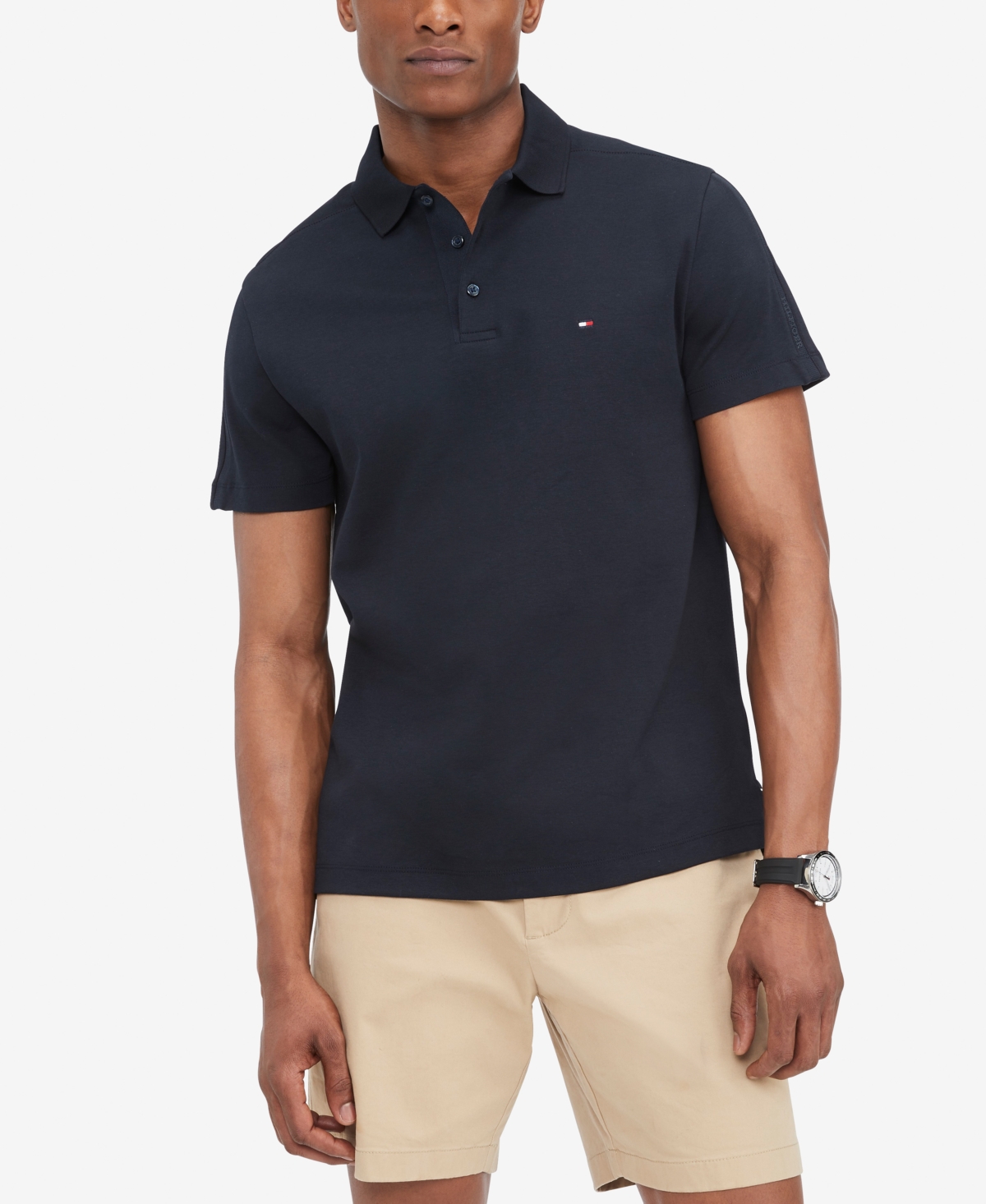 Tommy Hilfiger Slim Fit Stretch Pique Polo In Blue