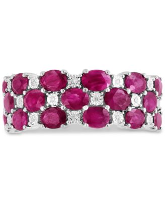 EFFY&reg; Ruby & Diamond Cluster Ring in Sterling Silver (Also available in Emerald and Sapphire
