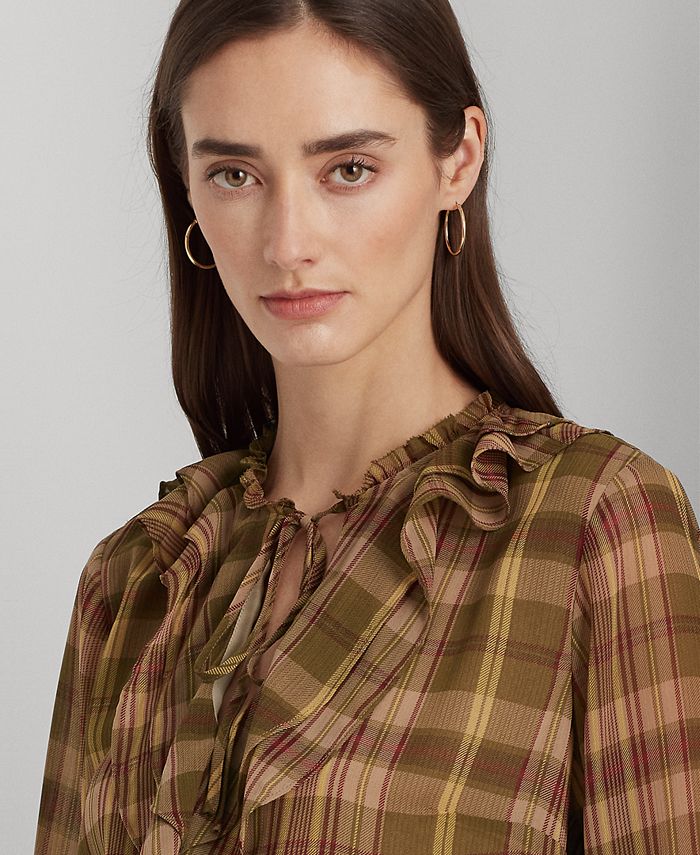 Lauren Ralph Lauren Women's Plaid RuffleTrim Blouse Macy's