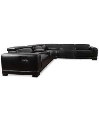 Krofton 6-Pc. Beyond Leather Fabric Sectional L with 3 Power Motion Recliners and 1 Console, Created for Macy's