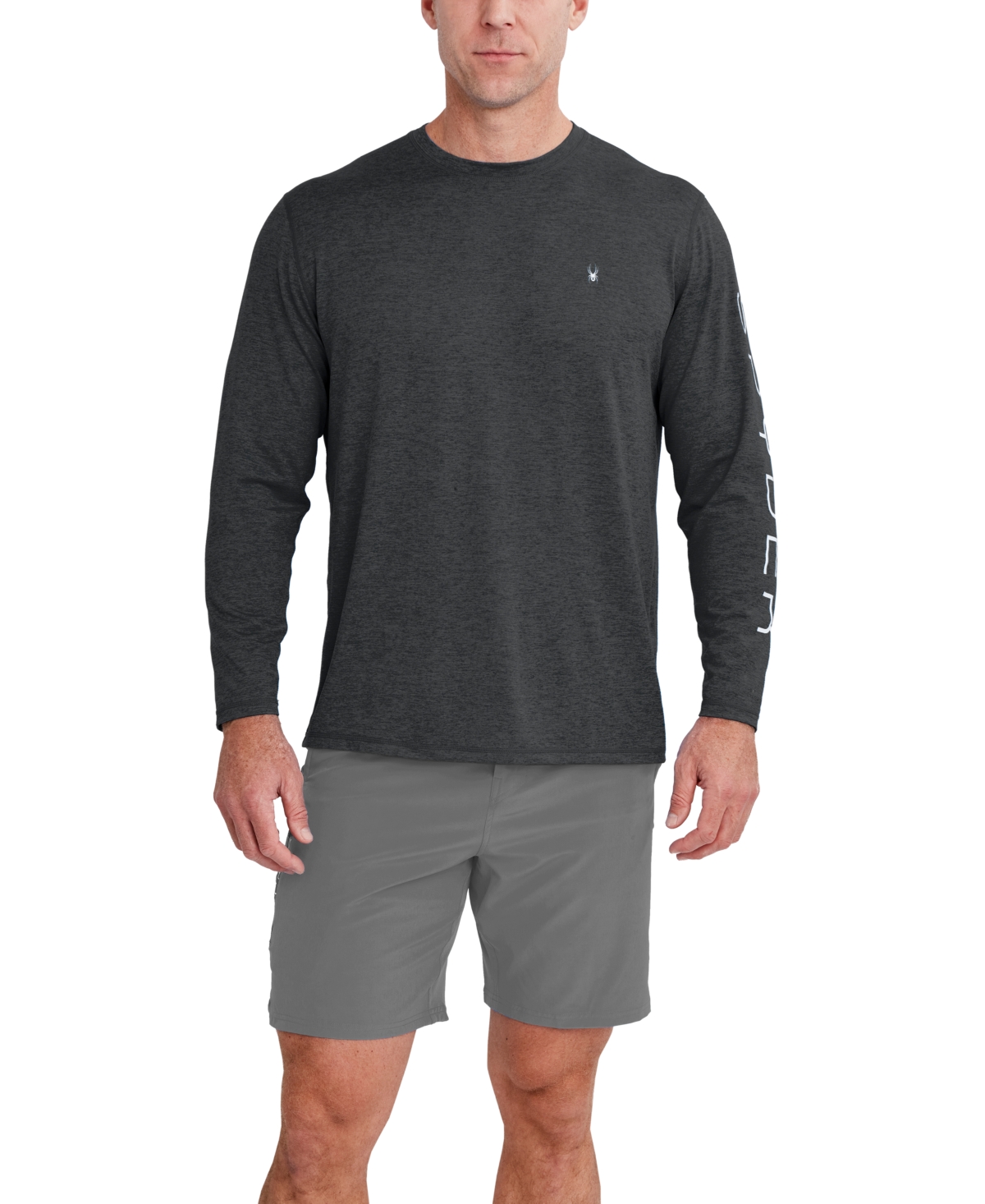 Spyder Men's Long-sleeve Raglan Logo Swim T-shirt In Black