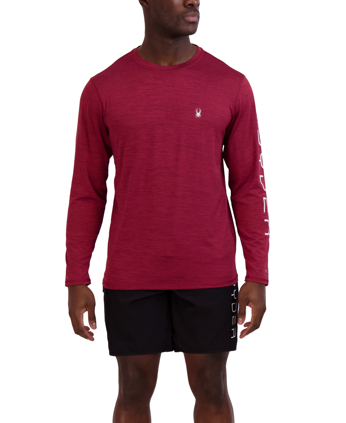 Shop Spyder Men's Long-sleeve Raglan Logo Swim T-shirt In Biking Red
