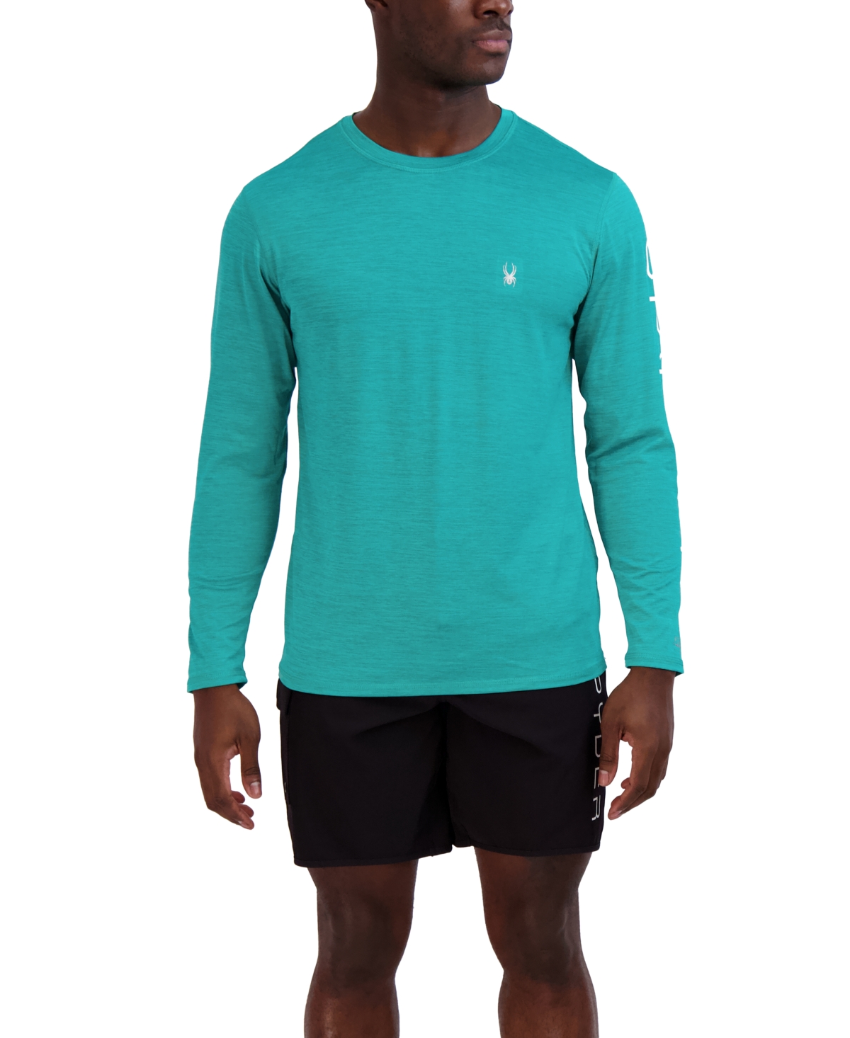 Spyder Men's Long-sleeve Raglan Logo Swim T-shirt In Scuba Blue