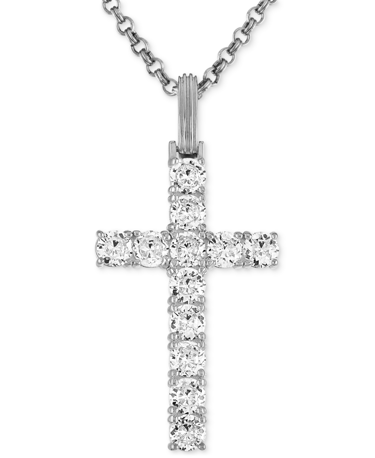 Black Cubic Zirconia Cross Pendant in Black Ruthenium-Plated Sterling Silver (Also in White Cubic Zirconia), Created for Macy's